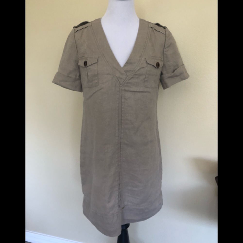 Tory Burch Trudy Khaki Linen shift dress